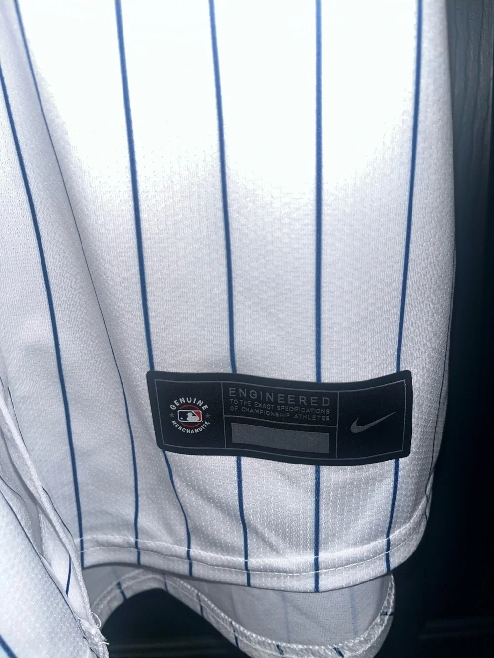 Nike White & Blue Chicago Cubs Pinstripe Baseball Jersey